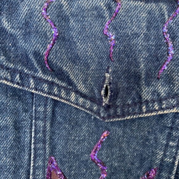 Vintage 80s Medium Acid Wash Denim Belma Button Trench Coat Jean Jacket‎ Duster - Picture 3 of 9